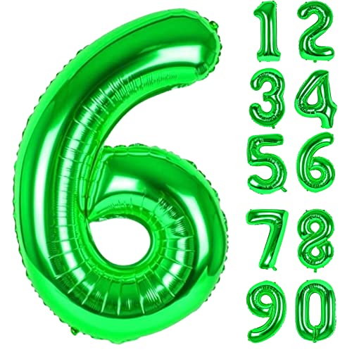 Ballon Chiffre Anniversaire 6 Vert,Numéro 6 Feuille Géante Hélium Ballons Gonflables XXL Grand Ballon 6 Numérotés Garçon Fille Homme Femme D'anniversaire Décoration pour Fête Mariage Célébrations