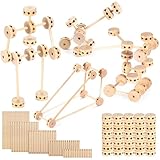 Zhanmai 2 Sets/120 Pcs Wooden Building Blocks Toys Kids Educational Natural Wood Toys Learning Wooden Blocks Different Sized Toy Building Sets for Boys Girls