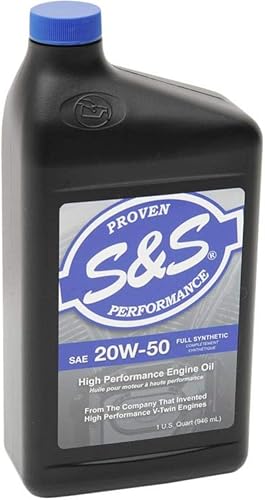 S&S Cycle Aceite de motor sintético completo de alto rendimiento - 20W50 - 1 Qt. 153755