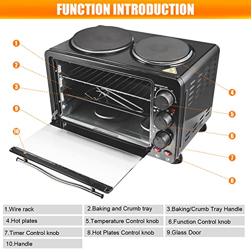 Kitchen-Convection-Oven-1500-Watt-Countertop-Turbo-25-Quarts-Rotisserie-Roaster-Cooker-with-Grill-Griddle-Top-Rack-Dual-Hot-Plates-Toaster-Baking-Tray-Skewers-and-Handles