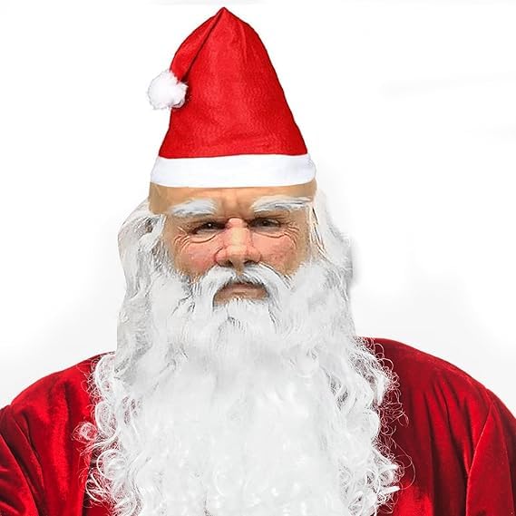 RDDAIPE Weihnachtsmann Maske, Latex Nikolaus Maske mit Bart, Perücke,...