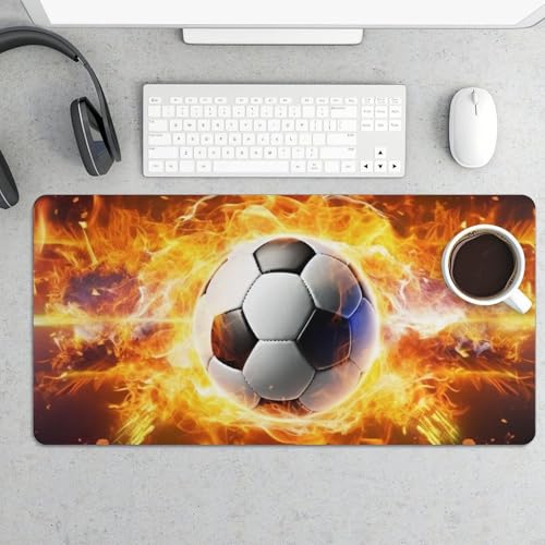 Burning Soccer Ball Desk Pad protector grande de escritorio miniatura 5