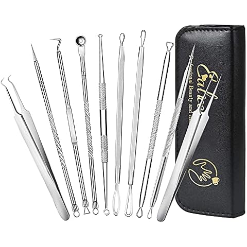 10 Stücke Mitesserentferner Komedonenquetscher Kit, Pinzette Zupfen Akne Mitesser Tools Blackhead Remover Werkzeug Pinzette Tools für Gesichtsunreinheiten Cover