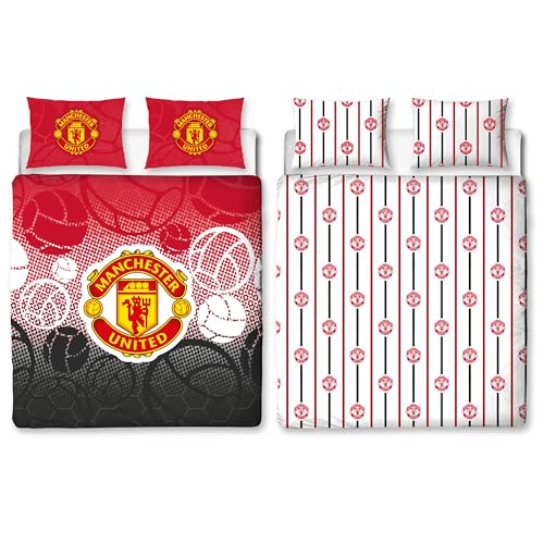 Manchester United FC Character World Parure de lit Double avec Housse de Couette réversible et...
