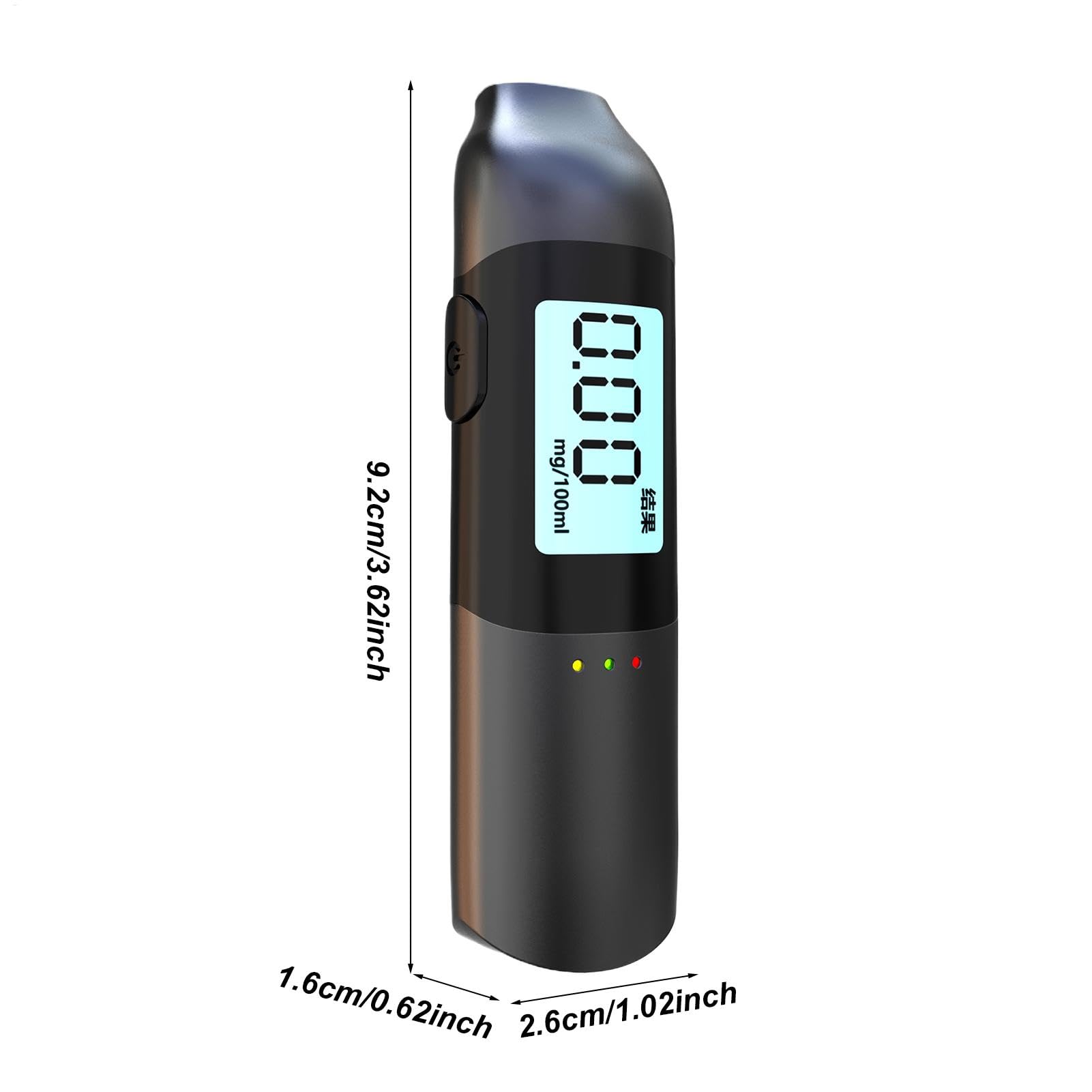 Etilometro per alcol tester, kit per analisi 'alcol, etilometro accurato per uso domestico, 9,2x2,6x1,6 cm 3,62x1,02x0,63 pollici Tester per alcol portatile per la sicurezza personale (Nero)