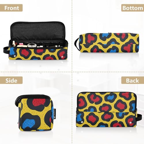 Organizador de herramientas para el cabello 2 en 1 y tapete resistente al calor con cremallera, bolsa de almacenamiento para planchas, alisadores, rizadores, estilo leopardo portátil miniatura 5