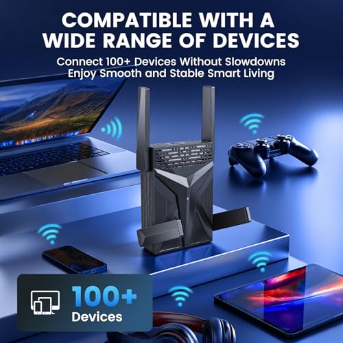 Image of WiFi 6 Extender Signal Booster for Home, AX1800 Dual-Band Wireless Repeater with Ethernet Port, Smart Setup App, Universal Compatibility, Advanced Security, Gigabit Speed for Gaming & Streaming