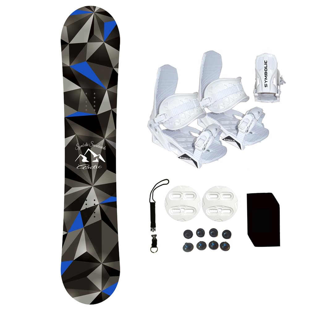Symbolic Arctic Snowboard and Bindings Package with Stomp Pad & Leash & Discs & Screws (120cm/XS WHT Binding(Kid 1-6))