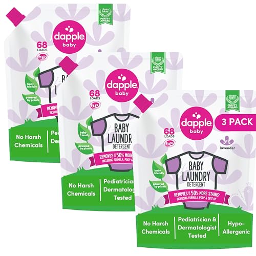 Image of Baby Laundry Detergent by Dapple Baby, Concentrated & Hypoallergenic, Powered by Plants, Stain Removing Natural Ingredients, Sweet Lavender, 34 Fl Oz (Pack of 3)