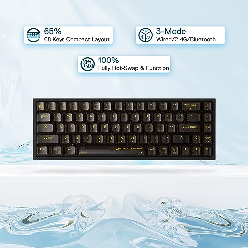 Image of Redragon K631 PRO 65% 3-Mode Wireless RGB Gaming Keyboard, 68 Keys Compact Full-Transparent Mechanical Keyboard w /Hot-Swap Free-Mod PCB Socket, Translucent Custom Switch Black