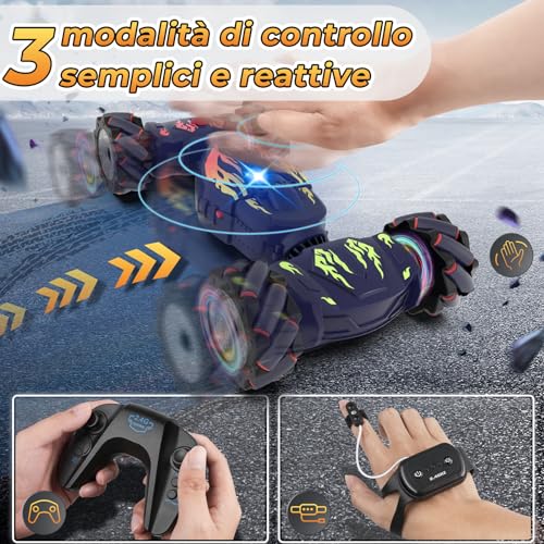 Miniatura 2 de Pristar Coche Teledirigido Con La Mano Coche Rc Con Luz Y Spray, 1:14 Coches Teledirigidos 4x4 2,4 Ghz Rc Stunt Auto Drift Car 360 Rotación Coche Radiocontrol Regalo Para Niño 6 7 8 9 10 11 12 Años