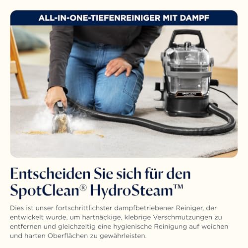 BISSELL SpotClean HydroSteam, Polsterreiniger Gerät, Teppichreiniger mit HydroSteam Technologie, Dampfreiniger, Nasssauger für Teppiche, Polster, Auto & Mehr, Leistungsstarker 1000W Motor, 3689N