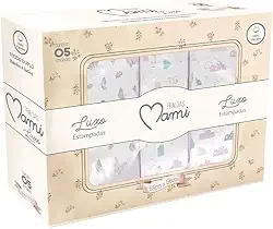 Papi Textil Fralda Luxo Mami c/Bainha Estampada 68x68cm Caixa Contém 05 Un