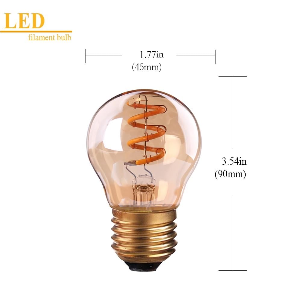 fengyan Casa bombillas, Paquete de 20, bombilla LED de filamento suave flexible AC220V E27 3W G45 amarillo cálido 2200K Edison lámpara decorativa fuente de luz Familiar Lámpara