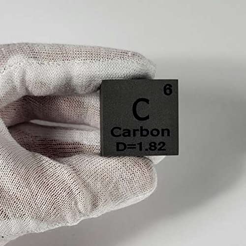 Image of 1 inch 25.4mm Carbon Cube C up to 99.9% Pure Periodic Table Element Engraved Density Collection Science Education Display Block Cube + Acrylic Case Box - 1PC