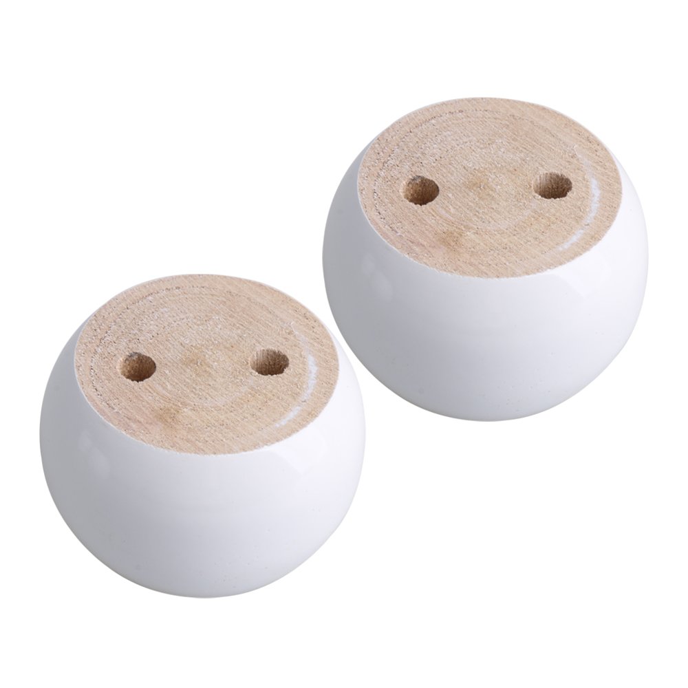 RDEXP 8x8x5cm White Eucalyptus-Wood Round Furniture Legs Feet 100kg Bearing Weight for Sofas Cabinets Tables Bed Set of 4 - Image 3