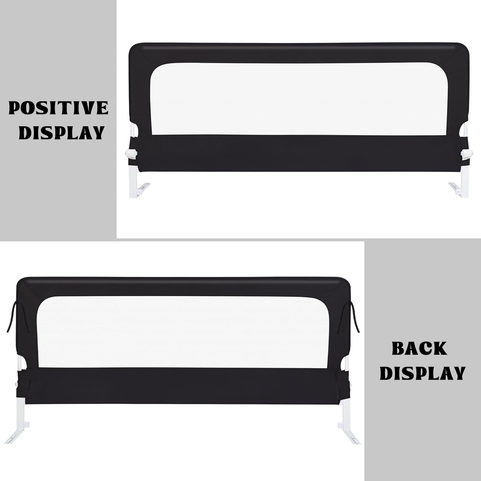 HUOLE Griglia di protezione per letto per bambini, Barriera Protettiva Anticaduta Letto, Richiudibile,pieghevole, protezione da cadute-200 * 70 * 26 cm-nero