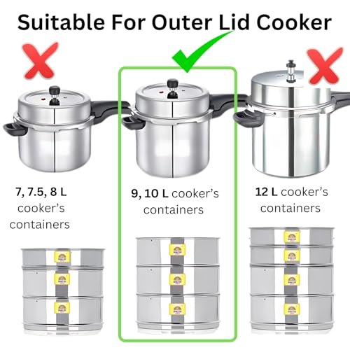 Image of Rakesh Gold Stainless Steel Cooker Container /Cooker Separator suitable for 10 liter cookers | Stackable, Food Grade, Rust-Free, Easy to Clean