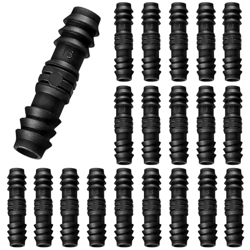 RYXZEN 20 PCS Drip Irrigation Fittings Kits Barbed Coupling Connectors Drip Line Coupler Connector...