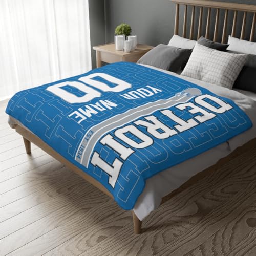 Image of ANTKING Detroit Throw Blanket for Men Women Boy Custom Name and Number Gifts