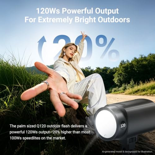 Image of NEEWER 120Ws 2.4G TTL Outdoor Strobe Flash, Compatible with Godox, 1 /8000s HSS Portable Studio Monolight with Modeling Light /3000mAh Battery /420 Flashes /1.5s Recycle for Photography Photoshoots, Q120