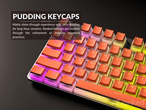 Image of Ranked Pudding PBT Keycaps | 112 Double Shot Translucent ANSI US & ISO Layout | OEM Profile for RGB Mechanical Gaming Keyboard (Coral)