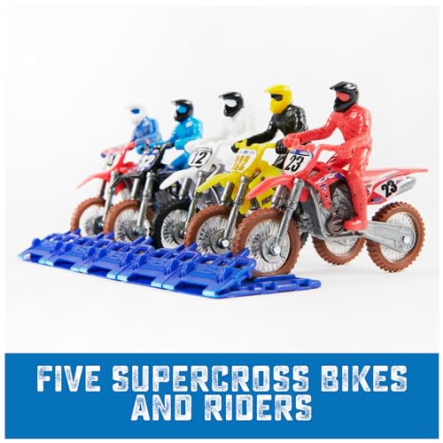 Supercross 6065432 Authentic 5-Pack Of 1:24 Scale Die-Cast Motorcycles With Rider Figure, Toy Moto Bike For Kids And Collectors Ages 3 And Up thumb #2