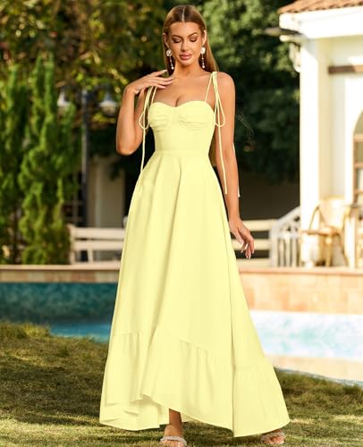 Image of GLNEGE Women's Summer Corset Wedding Guest Maxi Dress Spaghetti Strap Ruffle Formal Dresses Flowy A Line Tea Party Sundress