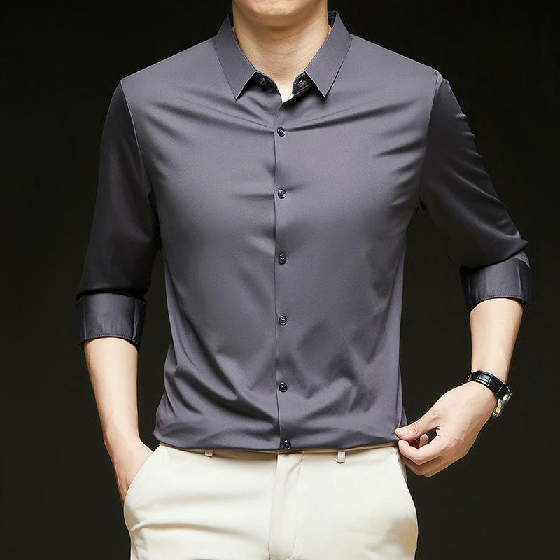 Camisa de seda de hielo monocolor de tacto premium 7