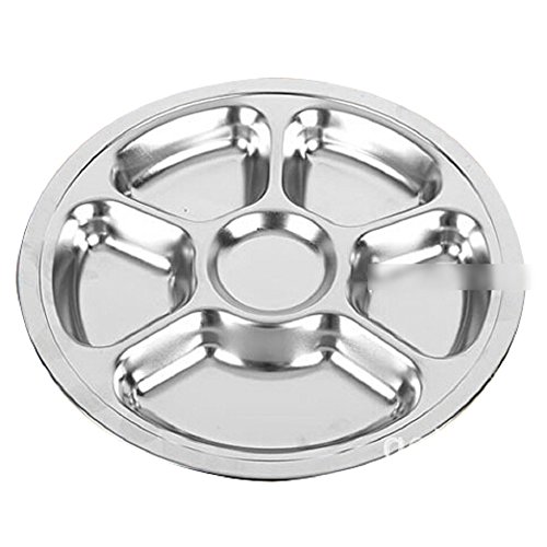 Dimart stainless steel round divided plate 6 sections