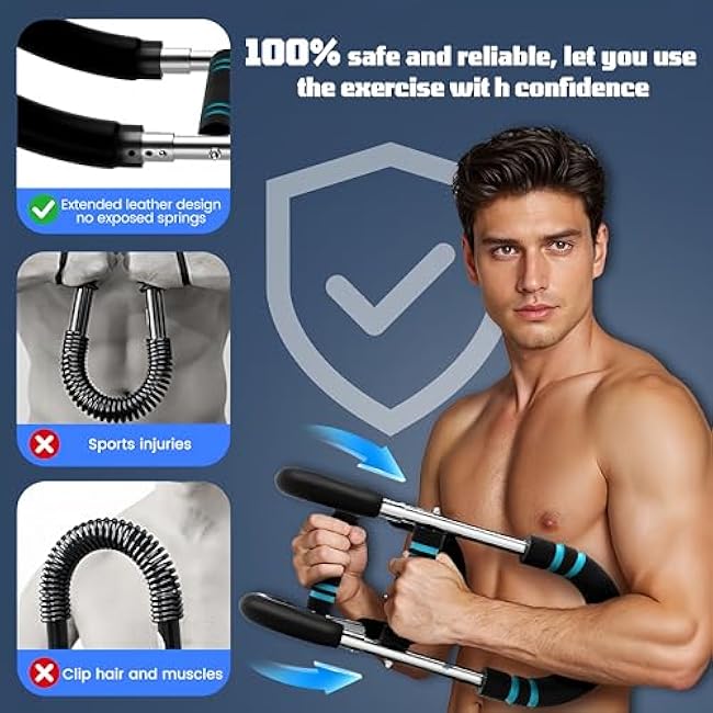 Twister Arm Trainer, 60-100lb Adjustable Chest & Arm Workout Tool, Arm Strengthener for Men & Women, Portable Detachable Upper Body Fitness Machine for Home & Gym