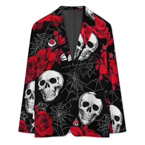 Rose Skulls Printed Men's Blazer Printed Button Suit Jacket Slim Sport Coat Blazers3