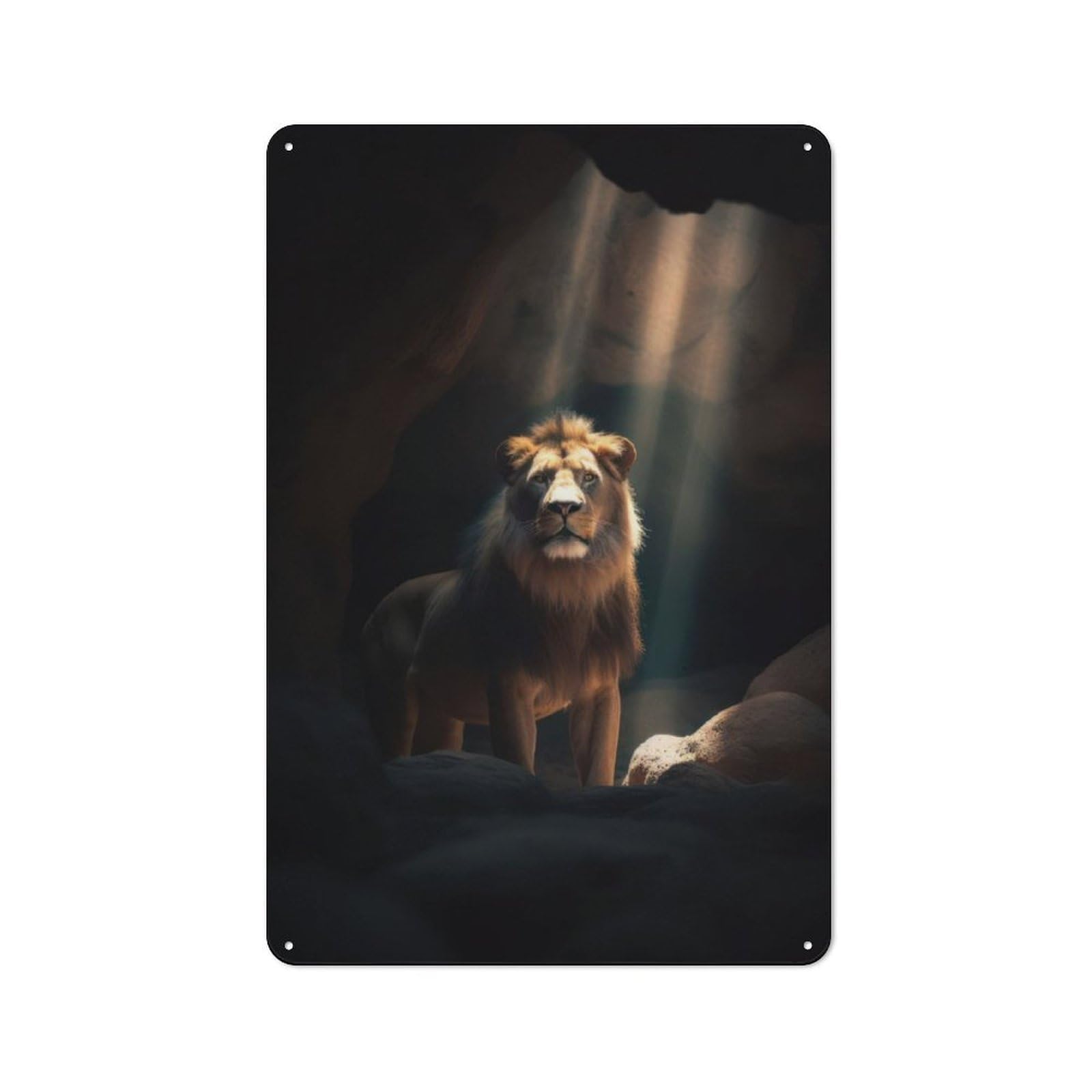 Junmoney Dark Lion Stare Cave Metal Wall Sign 30X20cm Featuring For Bar Or Restaurant, For Restaurant Interior Fans