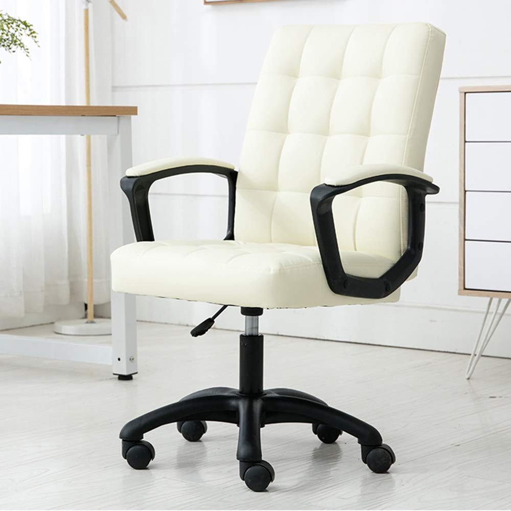 Ergonomiczne krzesło obrotowe z wysokim oparciem, regulowane, skórzane, gamingowe, biurowe, do nauki i sypialni, pojemność 150 kg, beżowe, wygodne i stylowe wzornictwo