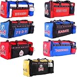 MAR | Sports Duffle Gym Bag (All in One) Unique Bottle Holder, Taekwondo Style Multi-Compartment Holdall, Fitness Kitbag for Martial Arts, ITF, Unisex Equipment Carry Bag - Red & Blue Kit Bag