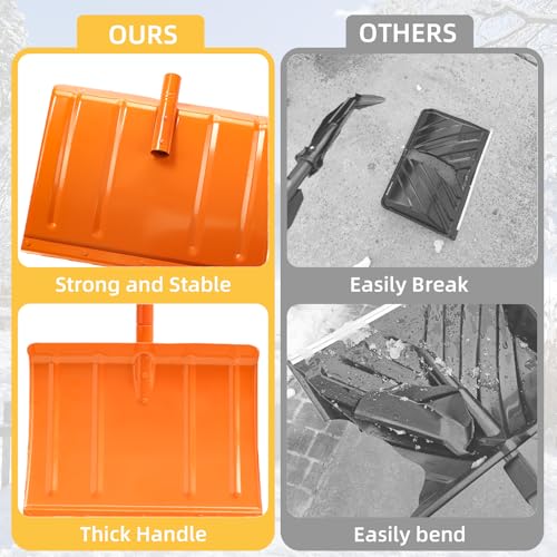 67 Inch Heavy Duty Snow Shovel with Ergonomic Labor-Saving Tool Handle Large Capacity Shovel for Snow Removal Snow Shovel for Driveway Rooftop Outdoor, Orange - Image 5