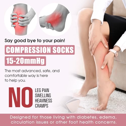 Image of Compression Socks for Women & Men Circulation (6 Pairs) 15-20 mmHg is Best Support for Athletic Running,Nurse