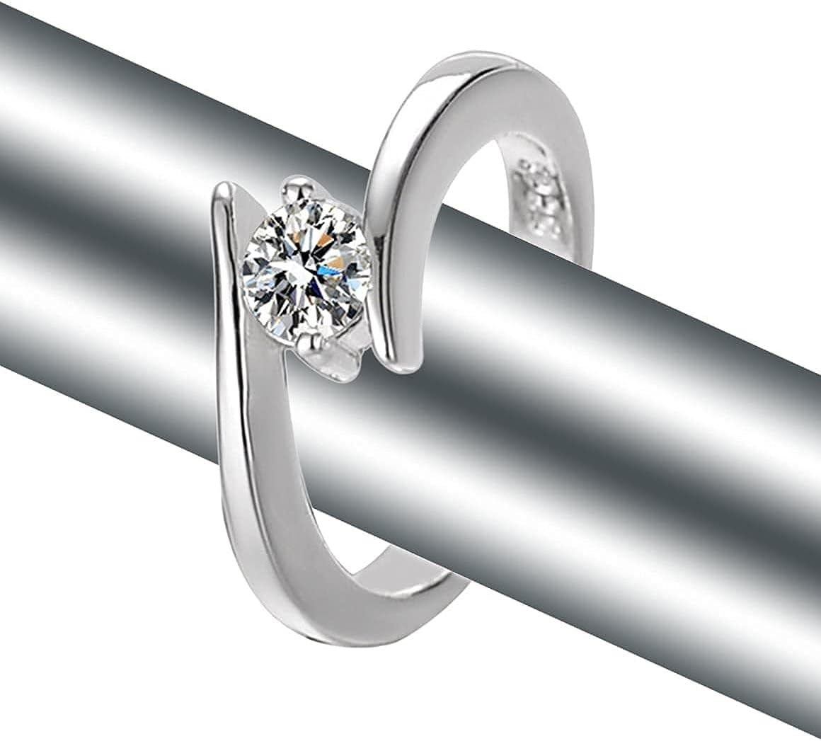 Anelli regolabili in argento sterling 925, anello Moissanite di simulazione Anello ruota della fortuna Anello femminile Proposta di tendenza Anelli in argento Anello con zirconi regolabile alla moda