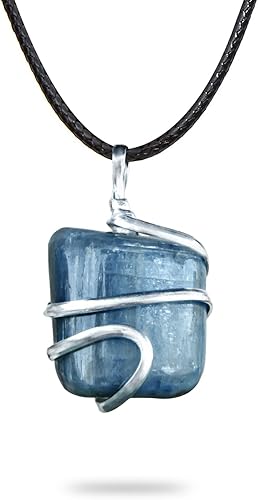 Ayana Crystals - Collar de cianita azul hecho a mano, auténtica joyería de cristal para curación emocional y espiritual, chakras de garganta y