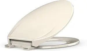 Toilet Seat Elongated,Toilet Seat with Quick-Release And Quick-Attach, Plastic Toilet Seat with Soft Close, Easy Install and Clean - Almond
