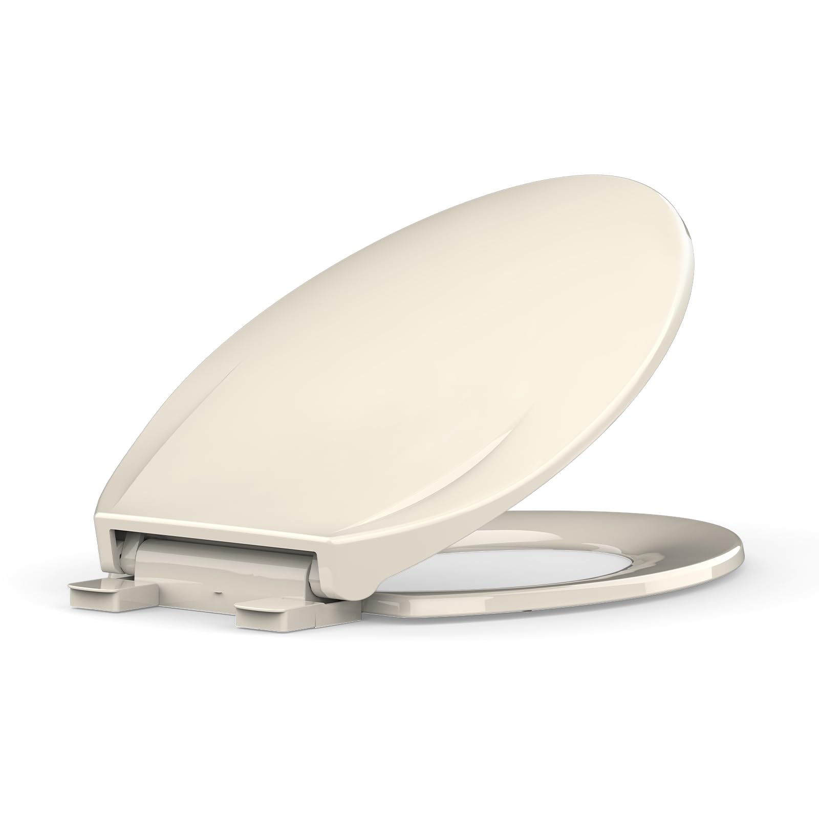 Toilet Seat Elongated,Toilet Seat with Quick-Release And Quick-Attach, Plastic Toilet Seat with Soft Close, Easy Install and Clean - Almond