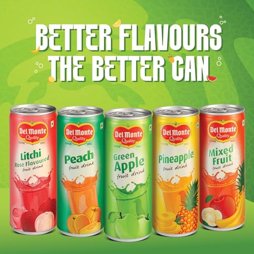 Image of Del Monte Green Apple Fruit Drink (Pack of 18) - Crisp, Tangy & Ideal for Mocktails & Cocktails |No added preservatives