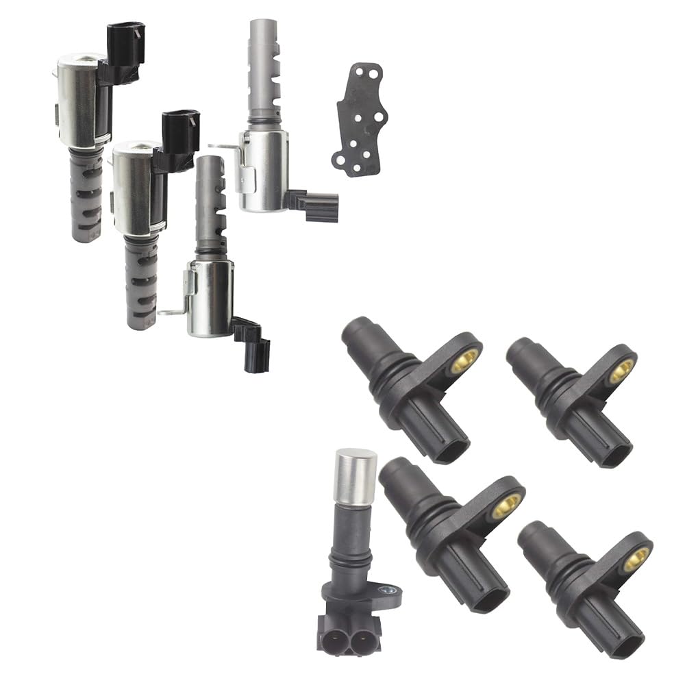 Sangyue 4x Engine Variable Valve Timing(VVT) Solenoid Kit + 5x Camshaft & Crankshaft Sensor Kit for 3.5L Toyota Camry Avalon Rav4 Sienna Venza & Lexus ES350 RX350 RX450H