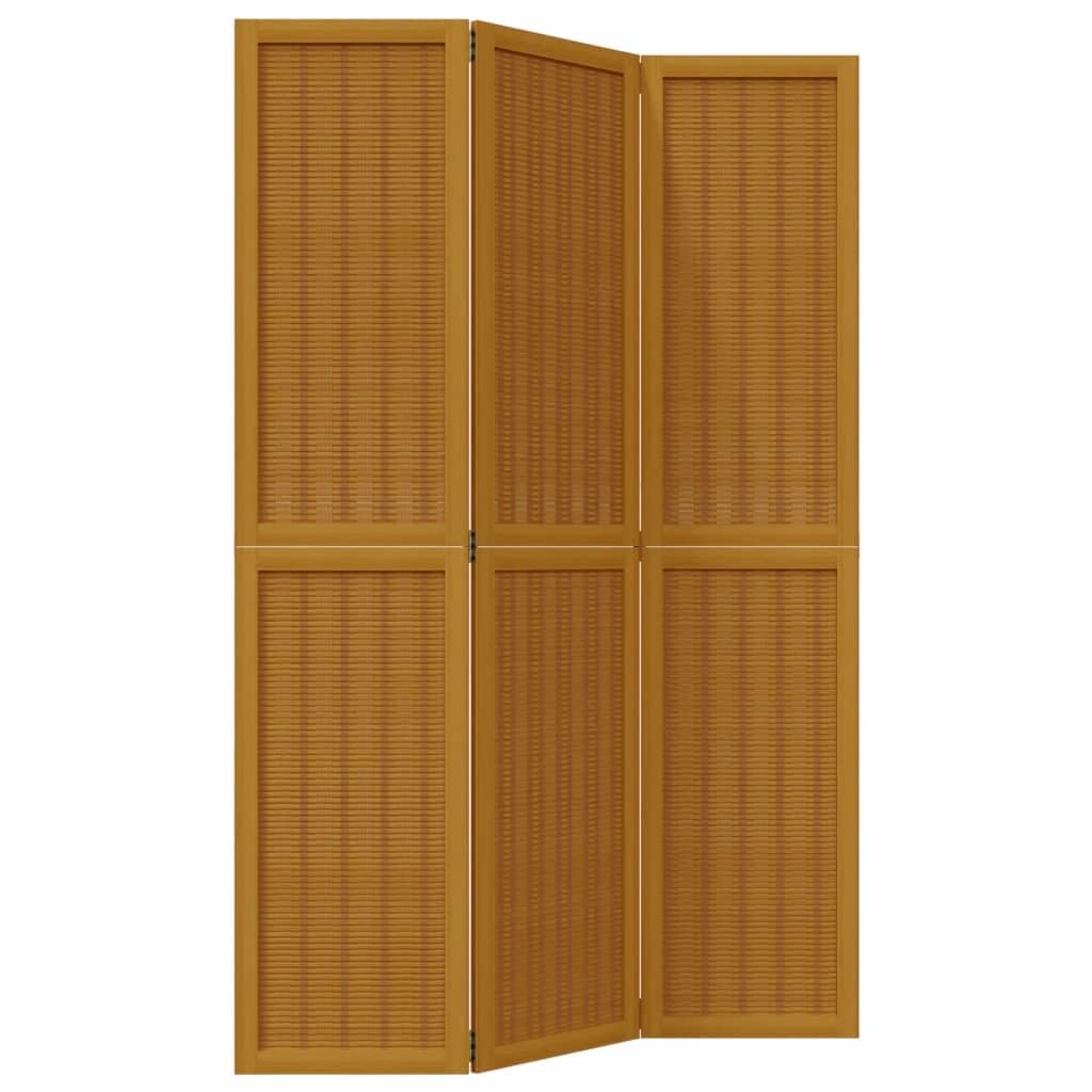 vidaXL Room Divider, Privacy Screen for Indoor Home Bedroom Living Room, Screen Privacy Panel with 3 Panels, Brown Solid Wood Paulownia