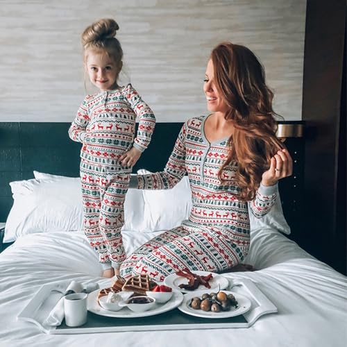 Feionusin Family Christmas Pajamas Matching Sets, Xmas Pjs Sets Holiday Sleepwear Matching Pajamas Long Sleeve Nightwear Set Grey 5