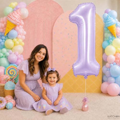 Image of KatchOn 40 Inch Light Purple Number 1 Balloon for 1st Birthday Decoration