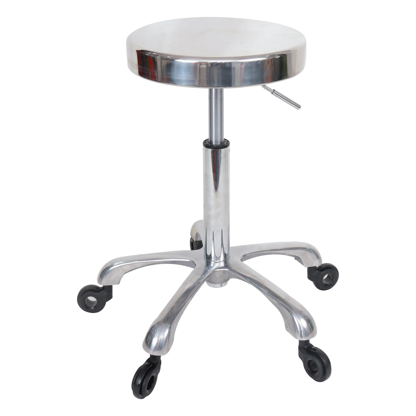 ZHAOYONGLI-End Tables Swivel Stool Chair Adjustable,Hydraulic Rolling Stainless SteelStool?Suitable forlaboratoriesChair for Medical Massage Salon Kitchen Spa Drafting (Hollow Wheel) (Silver)