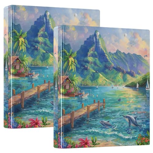 Classeur 3 anneaux D de 3,8 cm Tropical Dolphins pour ranger vos feuilles volantes sans les abîmer