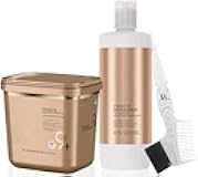 BlondeMe Lightener 9+ Premium Bleach 800 grams, Blonde Me Developer 6% / 20 Vol 1 Liter and M Hair Designs Tint Brush Comb (Bundle), Off White