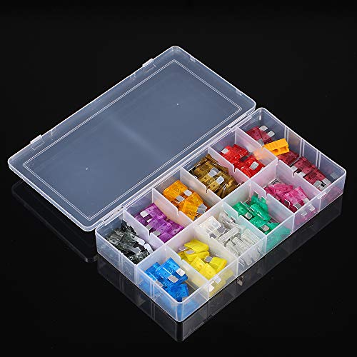 Yorten 140PCS 2A-40A Automotivo Padrão Médio Suporte Automotivo Carro ATO Plug-in Lâmina Fusível Var